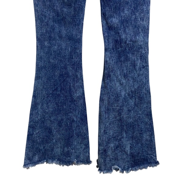 Vervet Los Angeles Flare Leg Raw Hem Jeans Boho Bell Bottom Hippie Stretch 26 - Picture 9 of 9